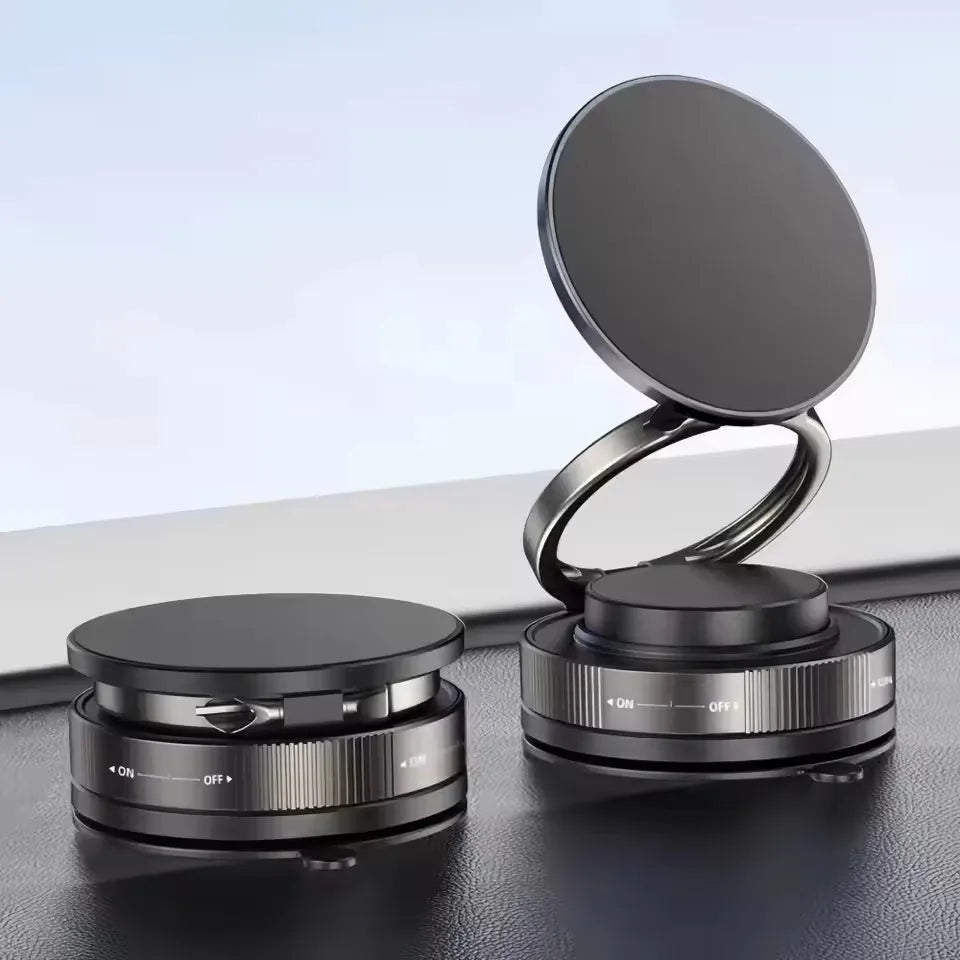 Magnetic Phone Holder with Suction Cup Mount — 360° Swivel for Car, Gym & Mirror