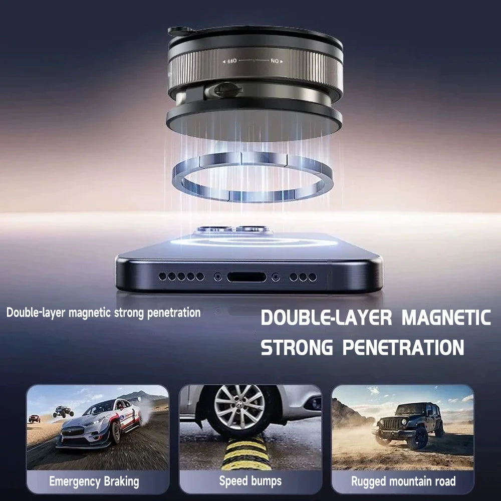 Magnetic Phone Holder with Suction Cup Mount — 360° Swivel for Car, Gym & Mirror
