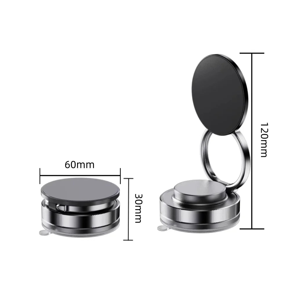 Magnetic Phone Holder with Suction Cup Mount — 360° Swivel for Car, Gym & Mirror